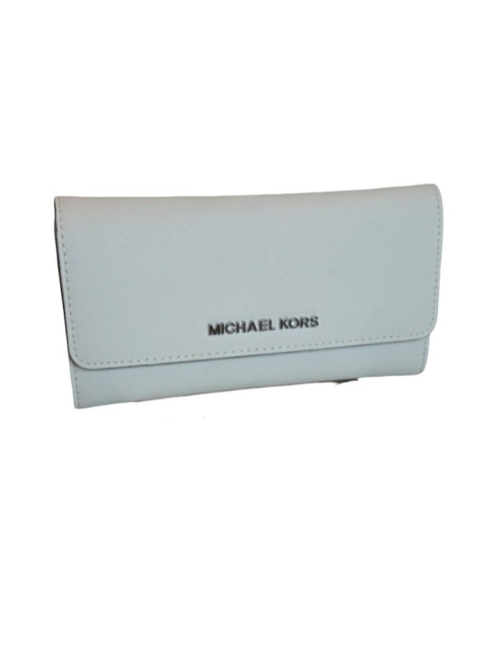 Michael Kors Jet Set White Trifold Long Wallet Clutch Purse Shoulder Bag